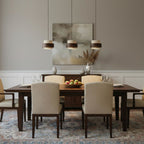 Contemporary Travertine and Solid Wood Pendant Light With Tri-Color Light for Dining Room — Greenwich Home & Living