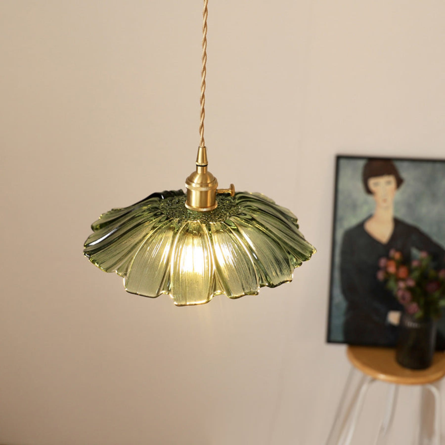 Retro Copper and Glass Pendant Light for Living Room — Greenwich Home & Living