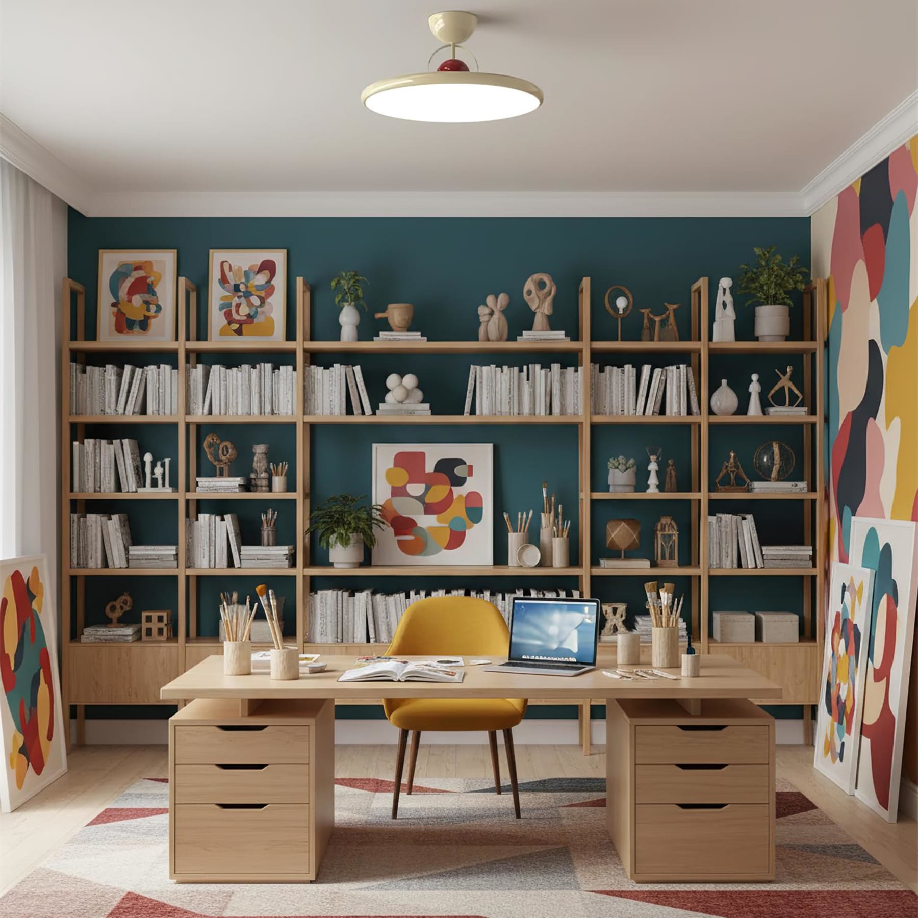 Retro Iron and Acrylic Semi-Flush Ceiling Light With Dimmable Color — Greenwich Home & Living