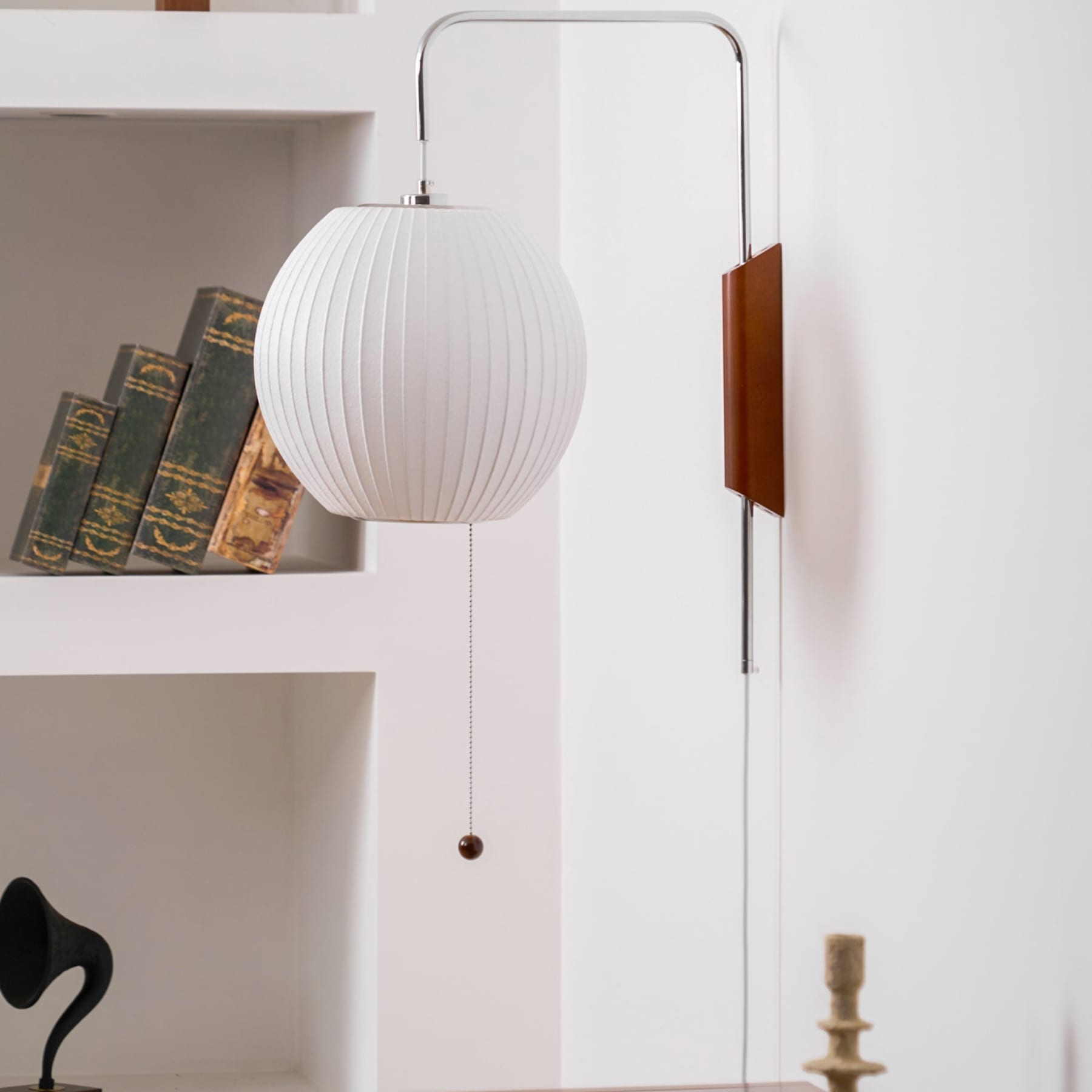 Modern Silk and Walnut Wood Wall Light for Bedroom and Living Room — Greenwich Home & Living