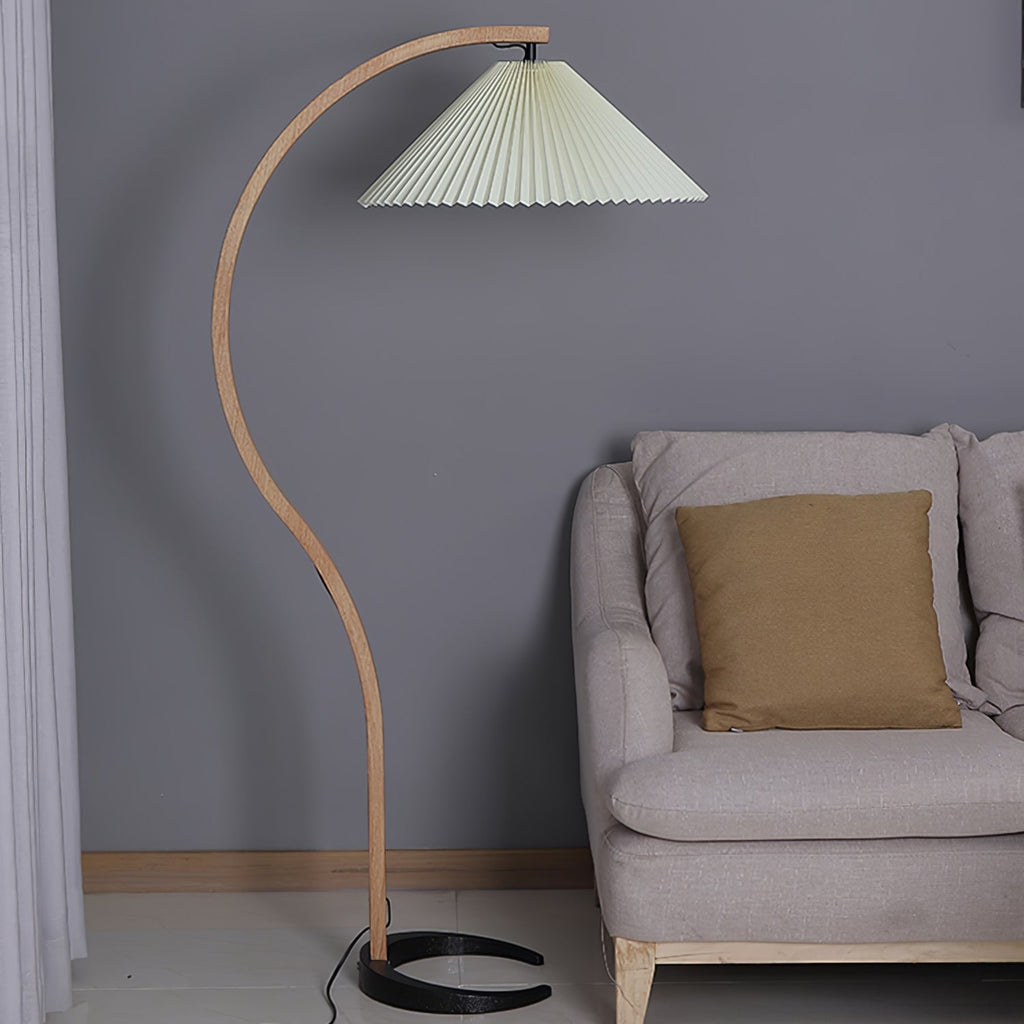 Scandinavian Wood Floor Lamp With Fabric Shade for Living Room — Greenwich Home & Living