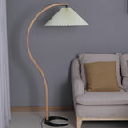 Scandinavian Wood Floor Lamp With Fabric Shade for Living Room — Greenwich Home & Living