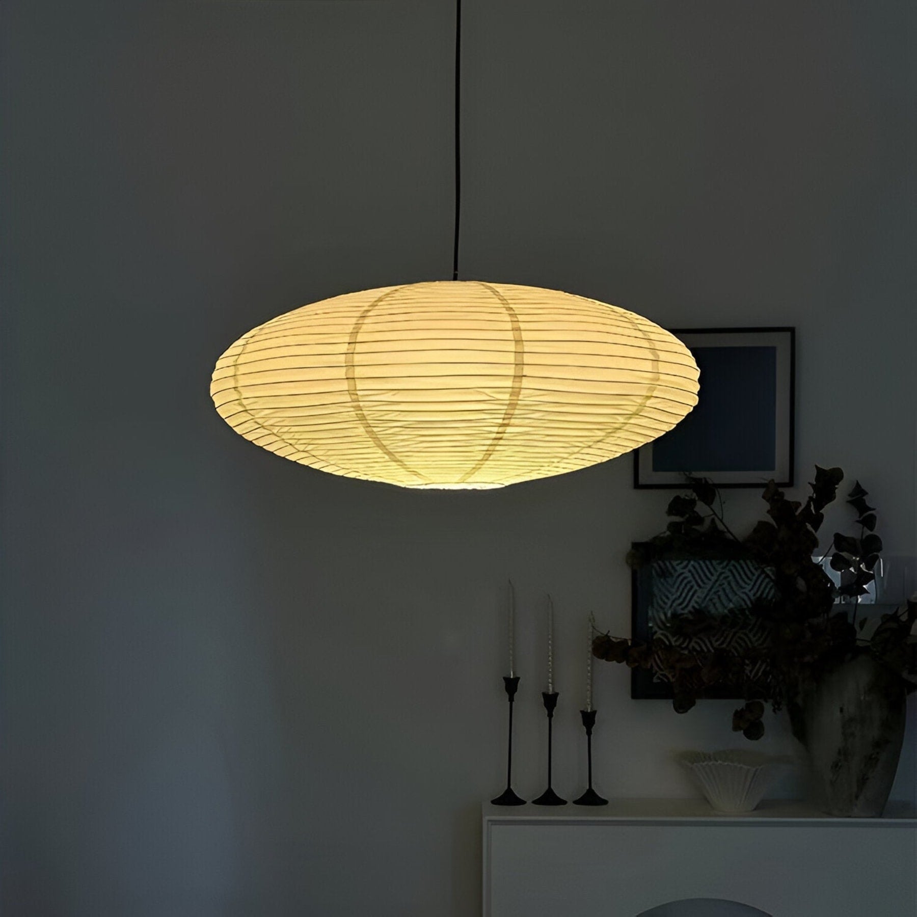 Bohemian Rattan Pendant Light With Xuan Paper Shade for Living Room — Greenwich Home & Living
