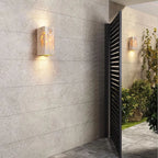 Minimalist Travertine Stone Square Wall Light With Warm LED Glow — Greenwich Home & Living