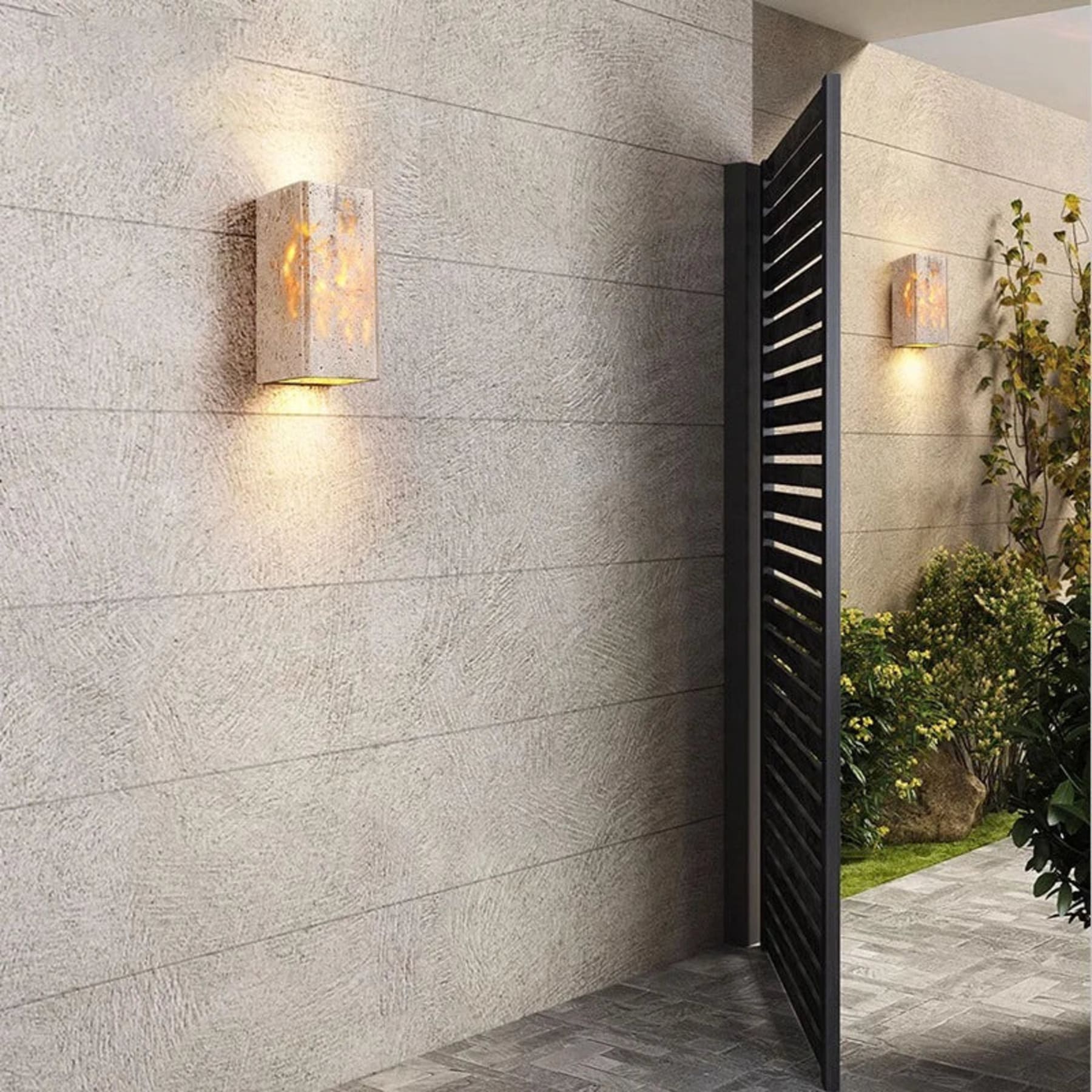 Minimalist Travertine Stone Square Wall Light With Warm LED Glow — Greenwich Home & Living