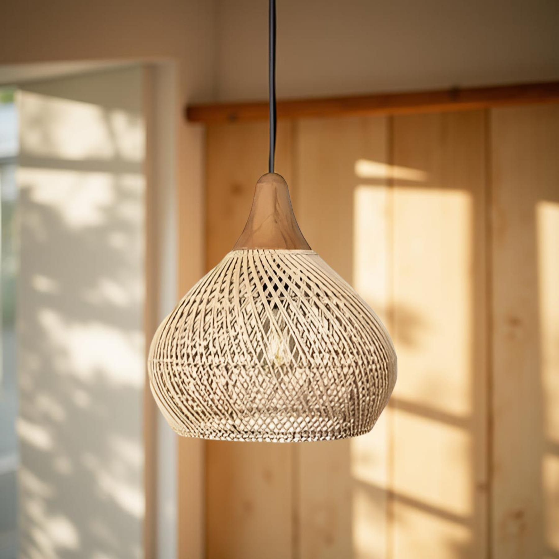 Woven Rattan Bohemian Pendant Light for Living and Dining Rooms — Greenwich Home & Living