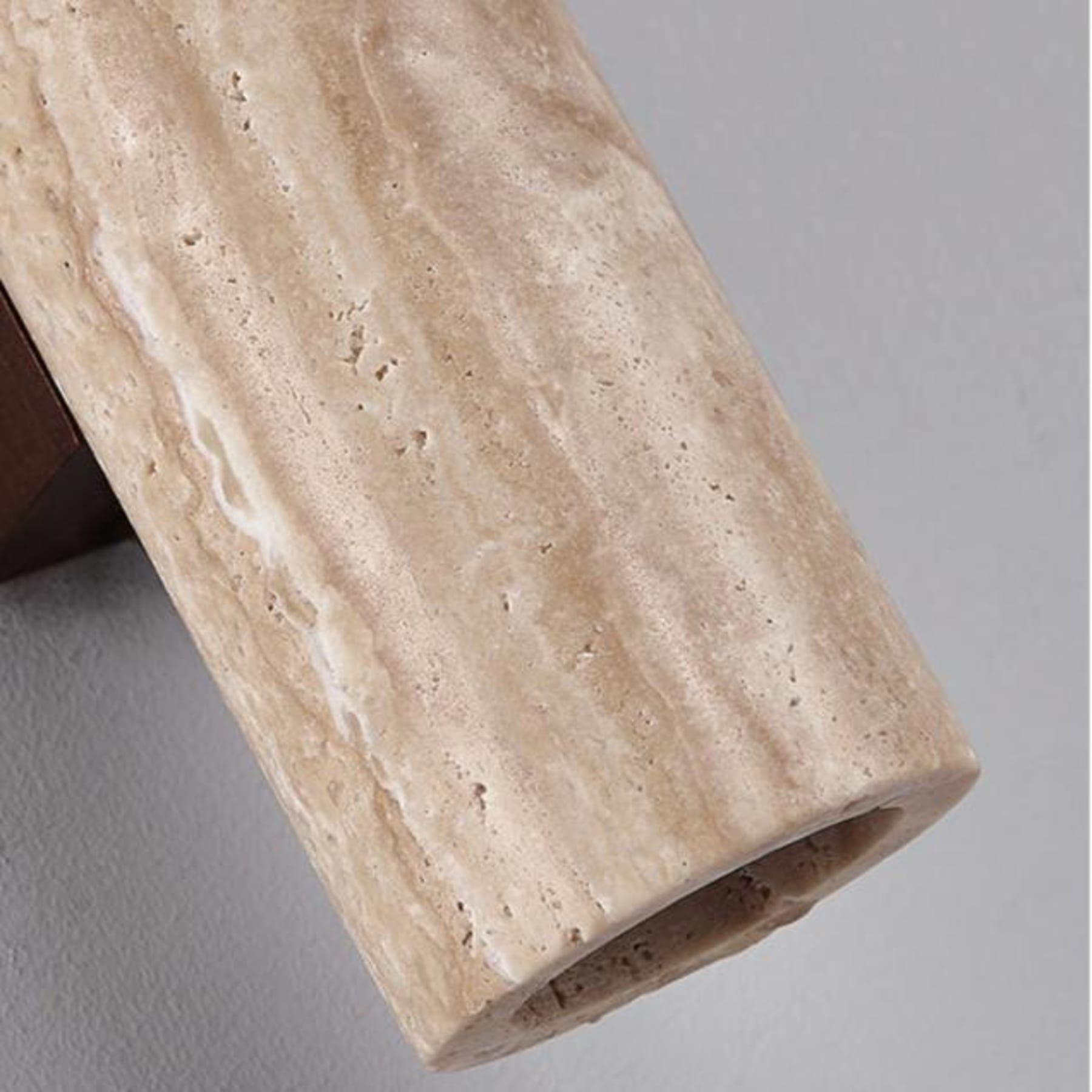 Minimalist Travertine and Wood Wall Light With Warm LED Glow — Greenwich Home & Living