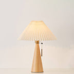 Scandinavian Wood Table Lamp With Fabric Shade in Light Brown — Greenwich Home & Living