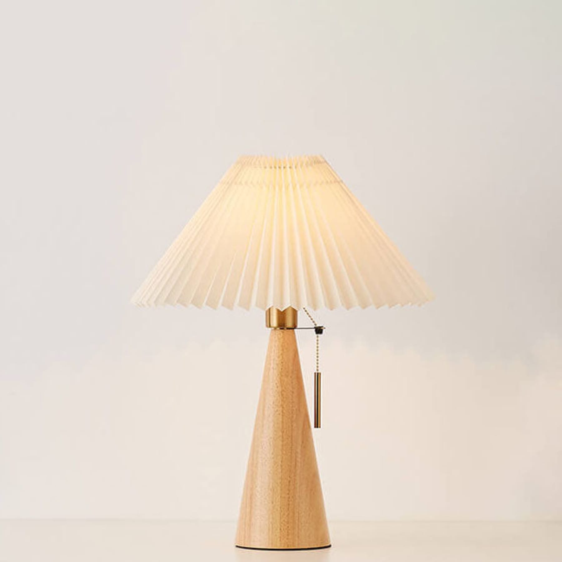 Scandinavian Wood Table Lamp With Fabric Shade in Light Brown — Greenwich Home & Living