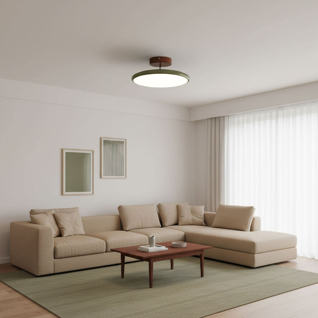 Retro Metal Semi-Flush Mount Ceiling Light With Three-Color Light — Greenwich Home & Living