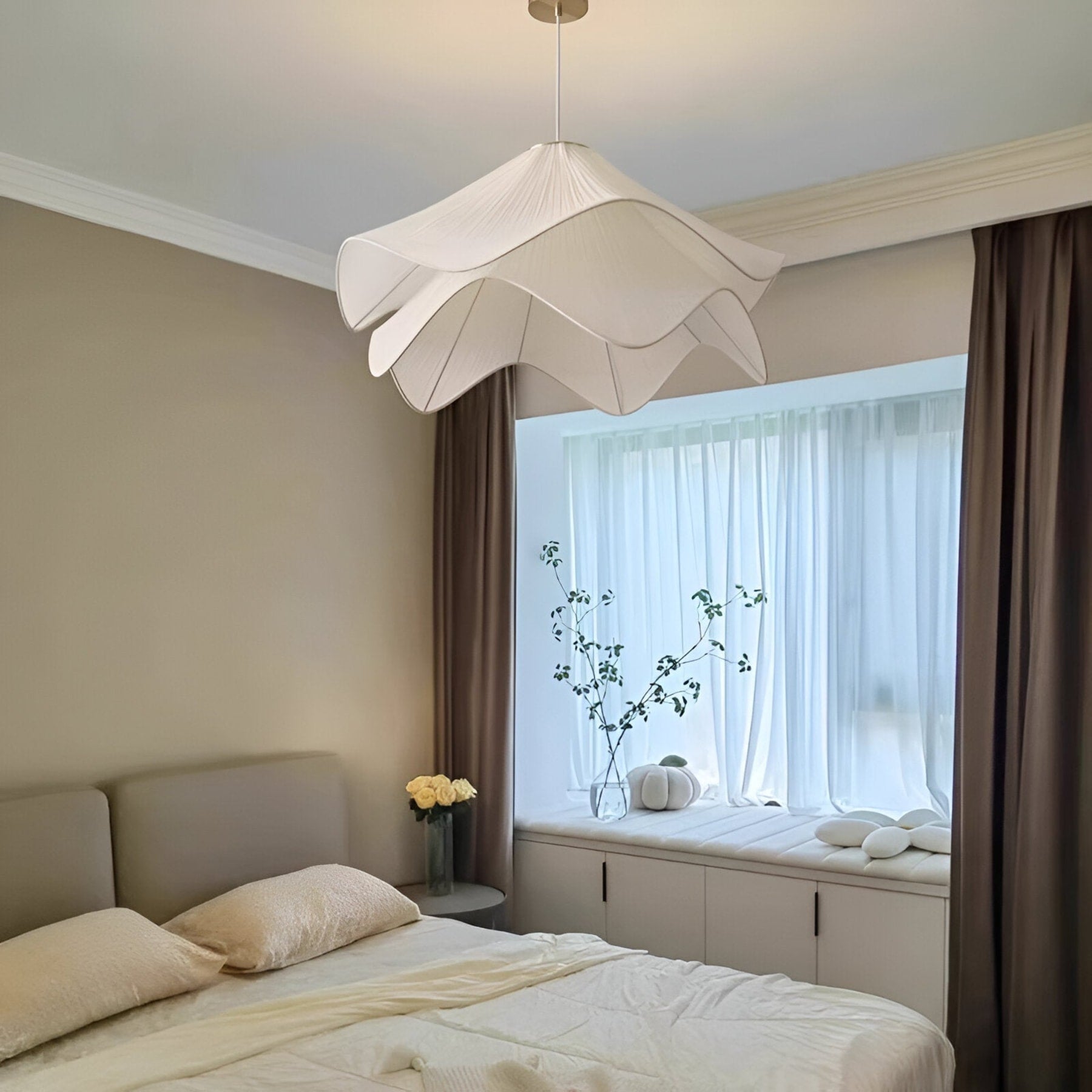 Contemporary Fabric Pendant Light With Dimmable Color Options for Living Room — Greenwich Home & Living
