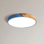 Scandinavian Wood Flush Mount Ceiling Light With Remote Dimming for Living Room in Blue — Greenwich Home & Living