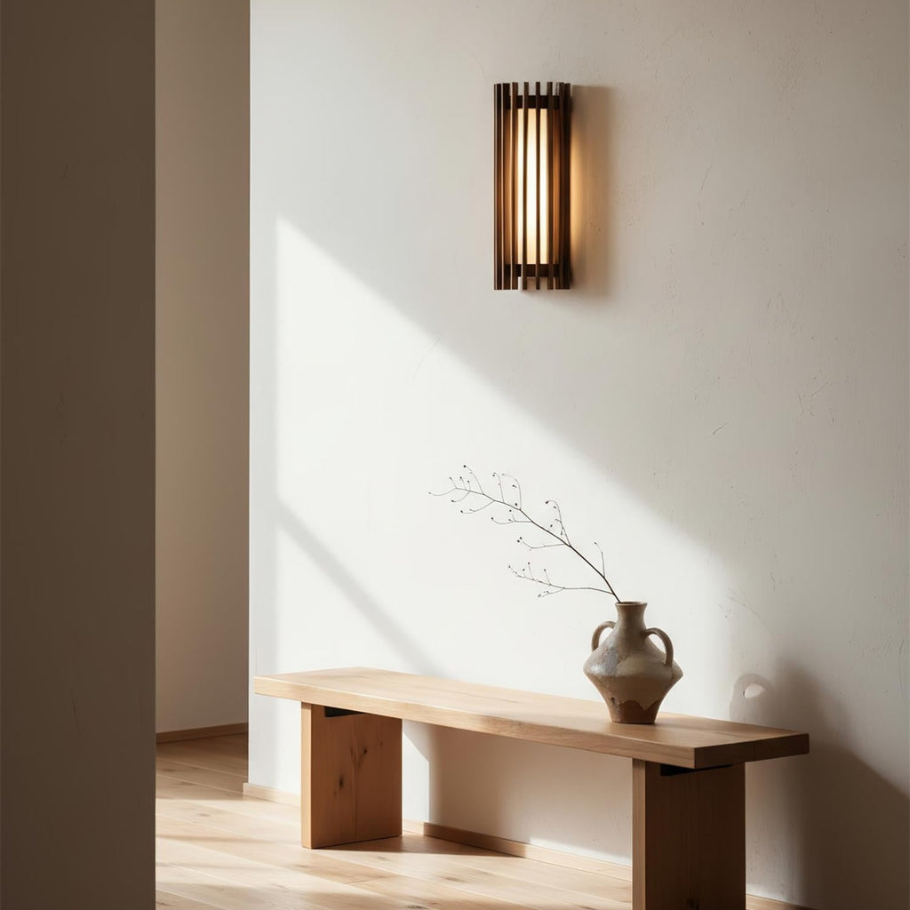 Contemporary Acrylic and Wood Wall Light With Tri-Color Lighting — Greenwich Home & Living
