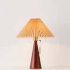 Scandinavian Wood Table Lamp With Fabric Shade in Walnut — Greenwich Home & Living