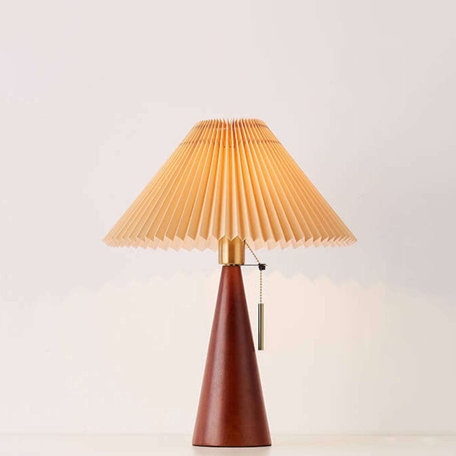 Scandinavian Wood Table Lamp With Fabric Shade in Walnut — Greenwich Home & Living