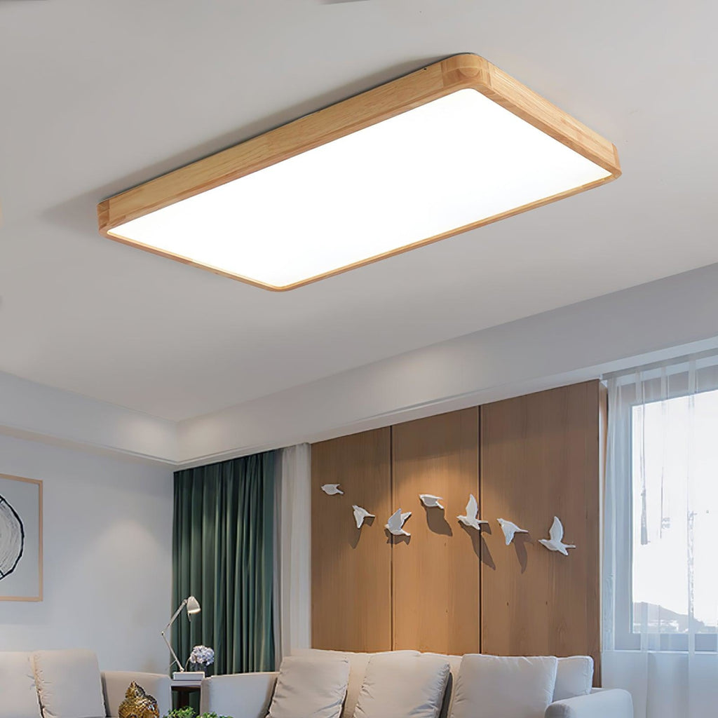 Minimalist Solid Wood Flush Mount Ceiling Light With Tri-Color Lighting — Greenwich Home & Living