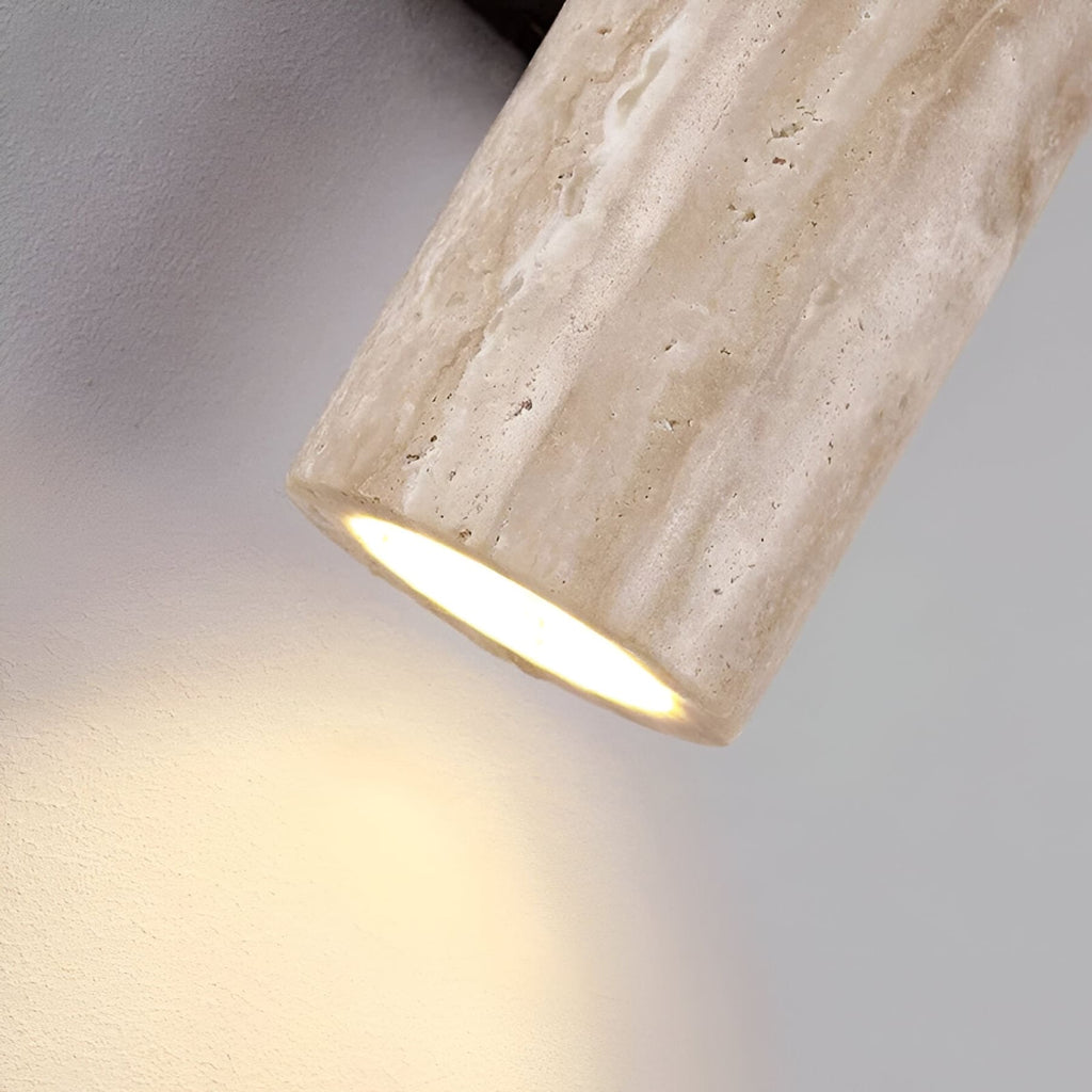 Minimalist Travertine and Wood Wall Light With Warm LED Glow — Greenwich Home & Living