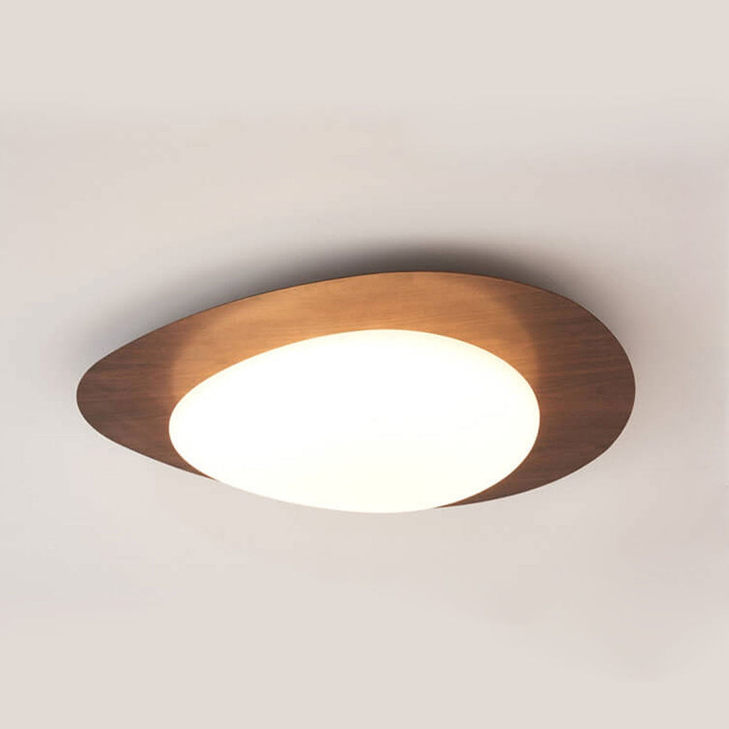 Modern Wood Flush Mount Ceiling Light With Stepless Dimming in Walnut Grain — Greenwich Home & Living