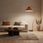 Scandinavian Wood Floor Lamp With Fabric Shade for Living Room — Greenwich Home & Living