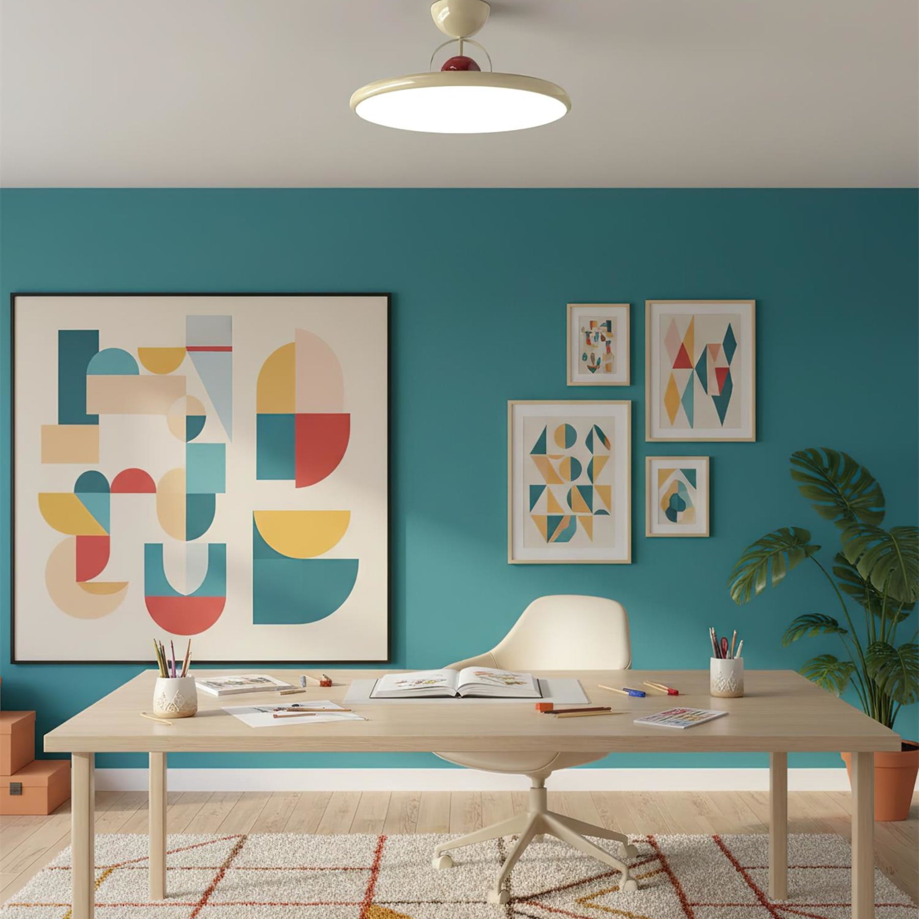 Retro Iron and Acrylic Semi-Flush Ceiling Light With Dimmable Color — Greenwich Home & Living