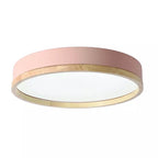 Scandinavian Wood Flush Mount Ceiling Light for Living Room in Pink — Greenwich Home & Living