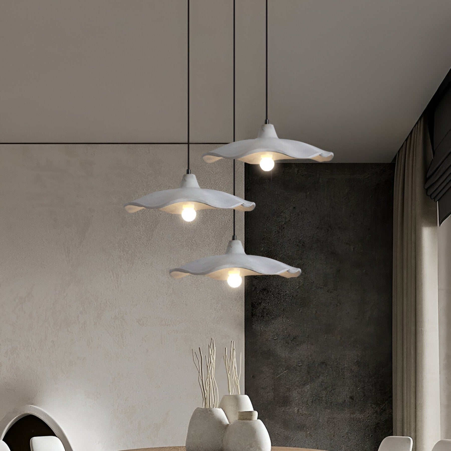 Minimalist Concrete Pendant Light With Warm White LED for Dining Room — Greenwich Home & Living