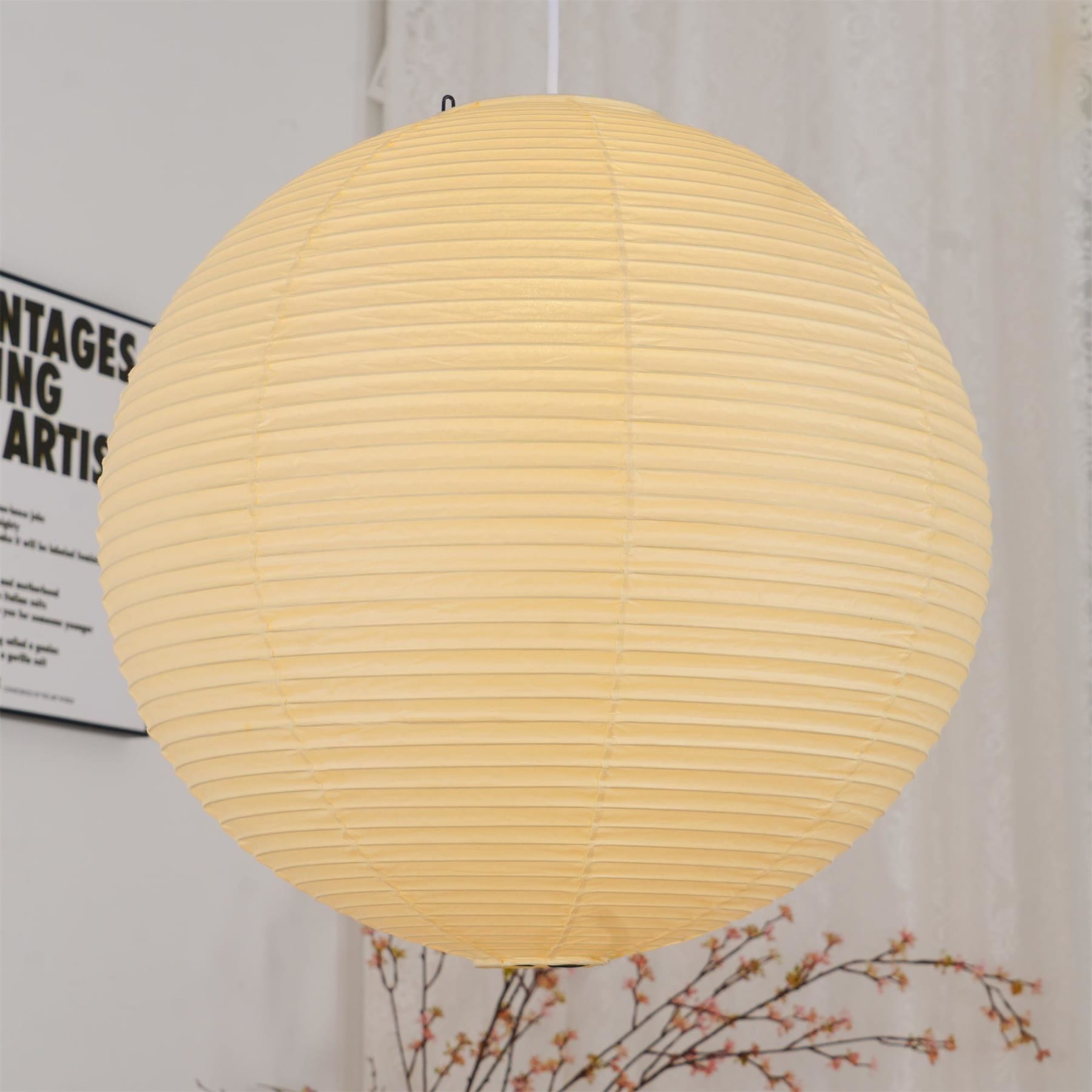 Minimalist Round Lantern Pendant Light With Warm Bulb Included for Living Room — Greenwich Home & Living