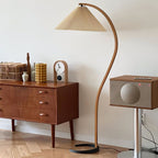 Scandinavian Wood Floor Lamp With Fabric Shade for Living Room — Greenwich Home & Living