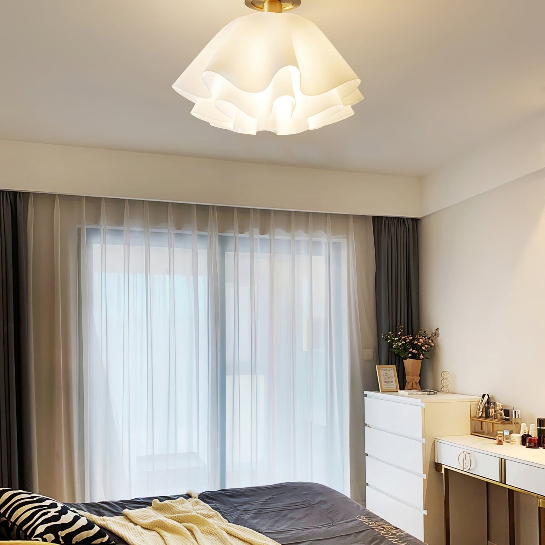 Contemporary Copper and Acrylic Flush Mount Ceiling Light With Tri-Color Dimming — Greenwich Home & Living