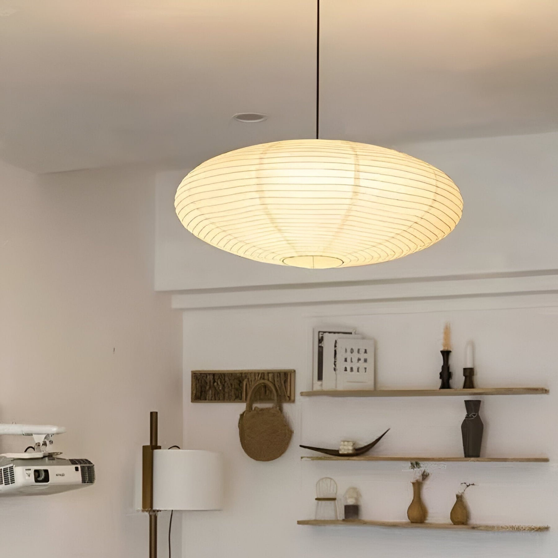 Bohemian Rattan Pendant Light With Xuan Paper Shade for Living Room — Greenwich Home & Living