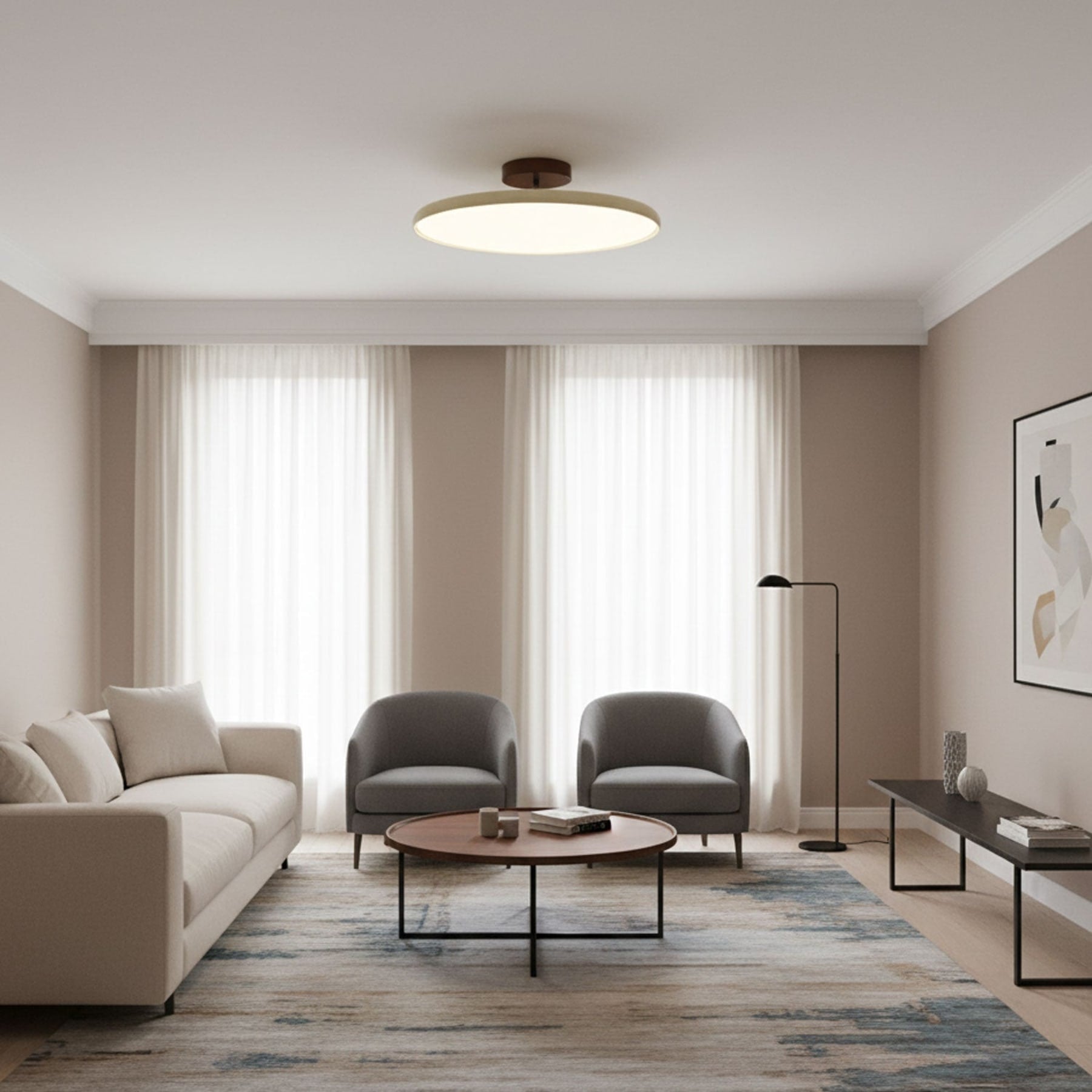 Retro Metal Semi-Flush Mount Ceiling Light With Three-Color Light — Greenwich Home & Living
