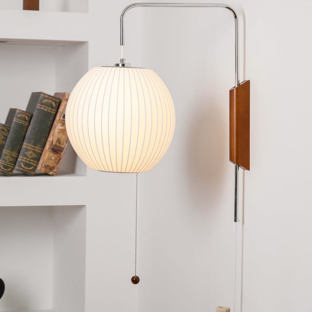 Modern Silk and Walnut Wood Wall Light for Bedroom and Living Room — Greenwich Home & Living