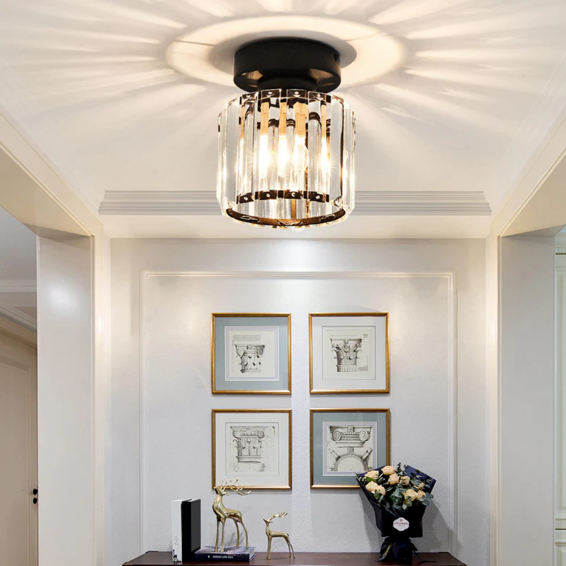 Classic Acrylic Semi-Flush Mount Ceiling Light for Hallway and Bedroom — Greenwich Home & Living