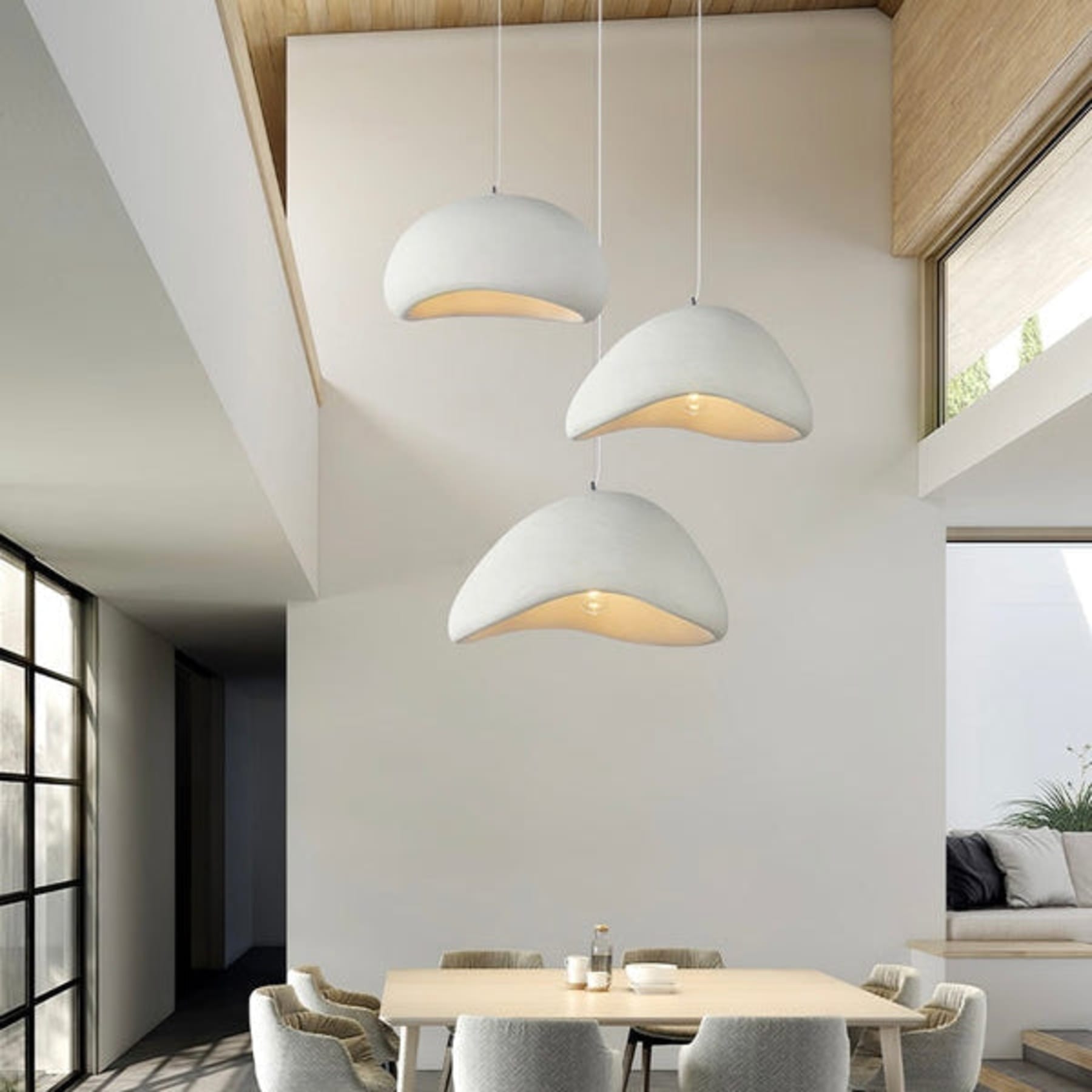 Minimalist Resin Pendant Light With Selectable Light Colors for Living Room — Greenwich Home & Living
