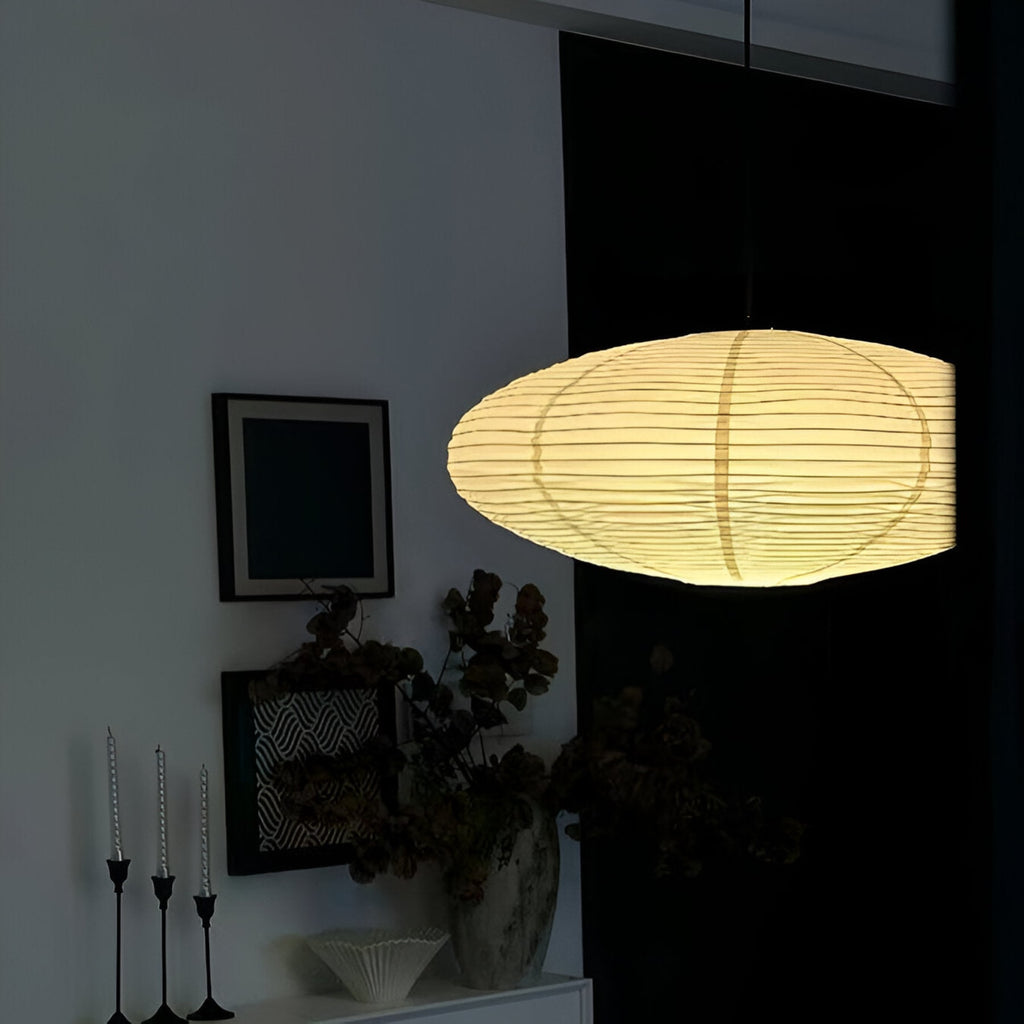 Bohemian Rattan Pendant Light With Xuan Paper Shade for Living Room — Greenwich Home & Living