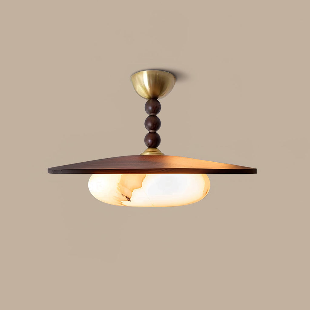 Contemporary Ash Wood Semi-Flush Mount Ceiling Light With Tri-Color Light — Greenwich Home & Living