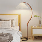 Scandinavian Wood Floor Lamp With Fabric Shade for Living Room — Greenwich Home & Living