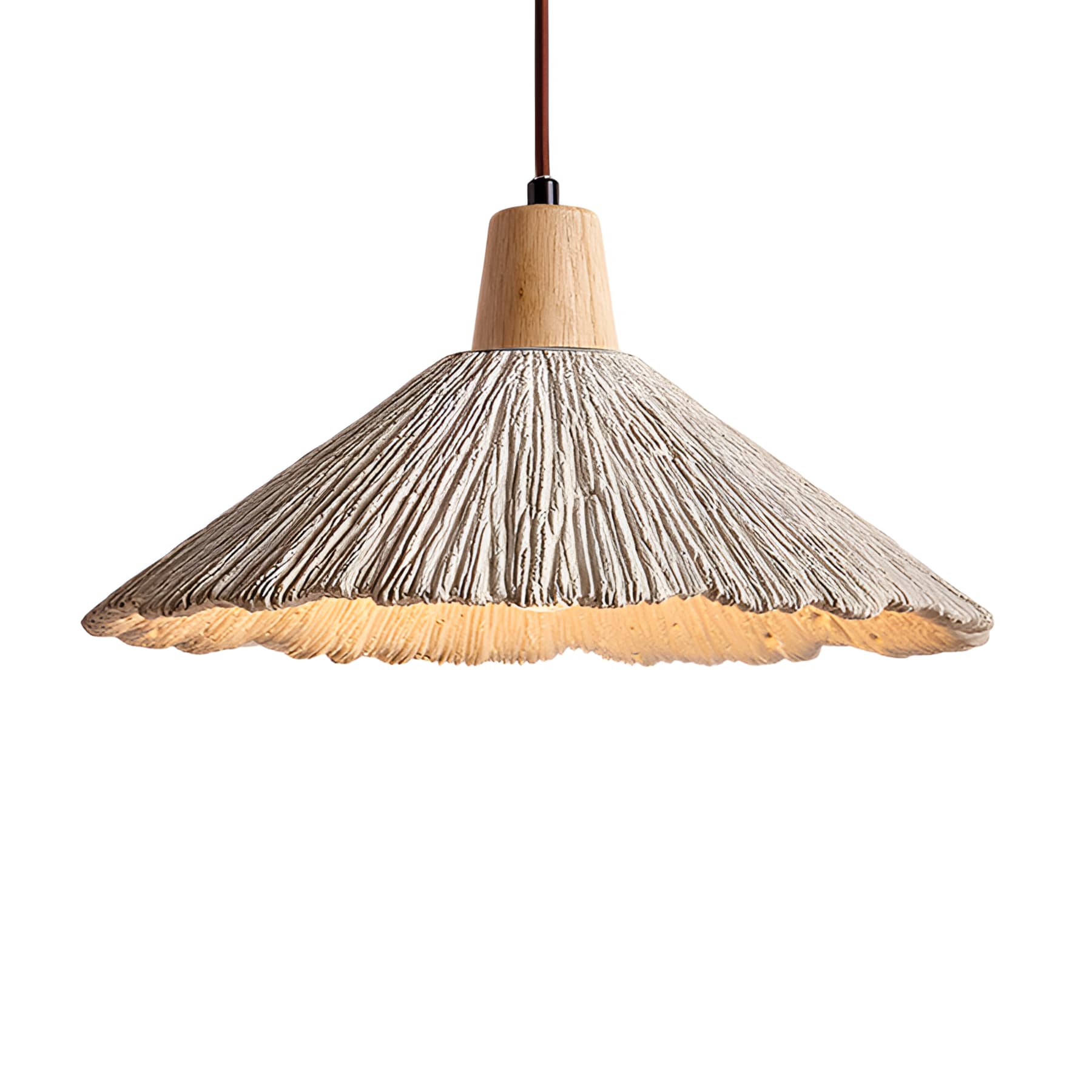 Rustic Wood and Concrete-Look Pendant Light With Warm White Glow for Dining Room — Greenwich Home & Living