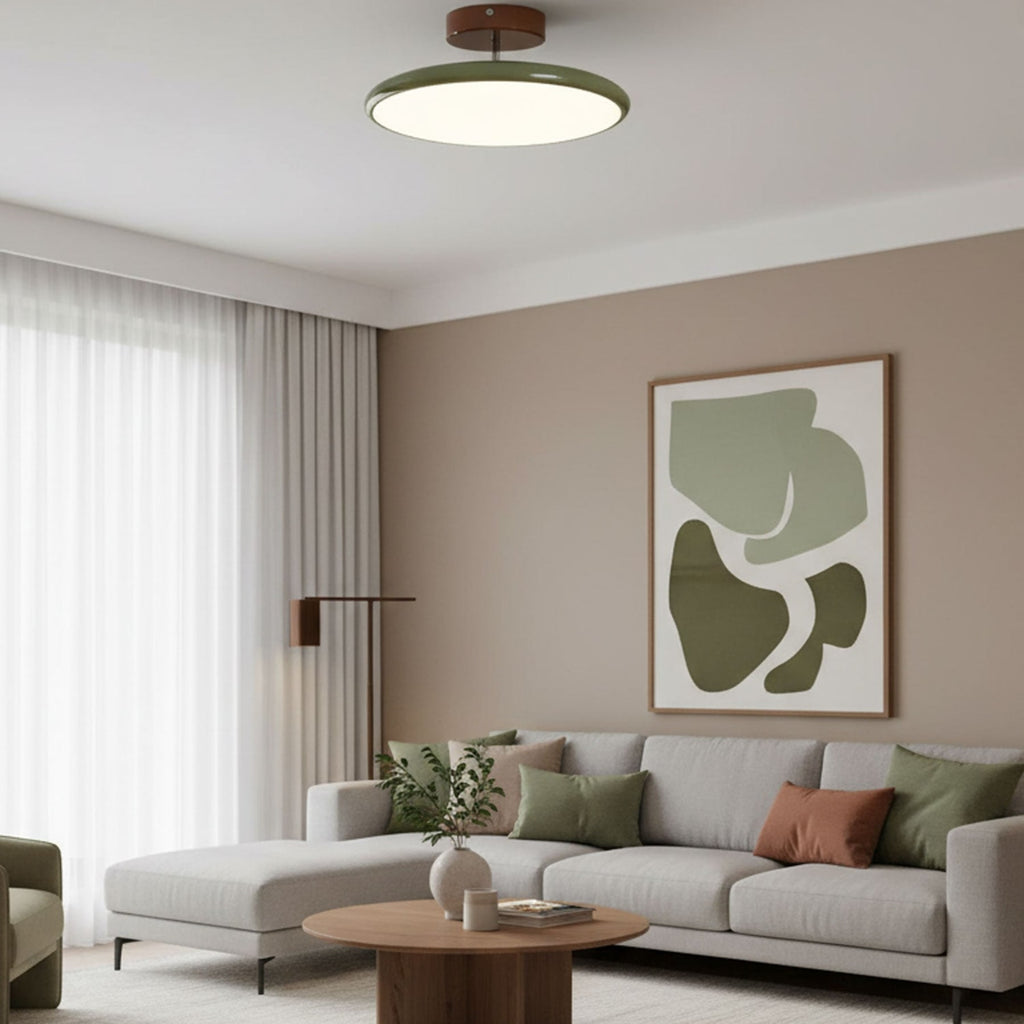 Retro Metal Semi-Flush Mount Ceiling Light With Three-Color Light — Greenwich Home & Living