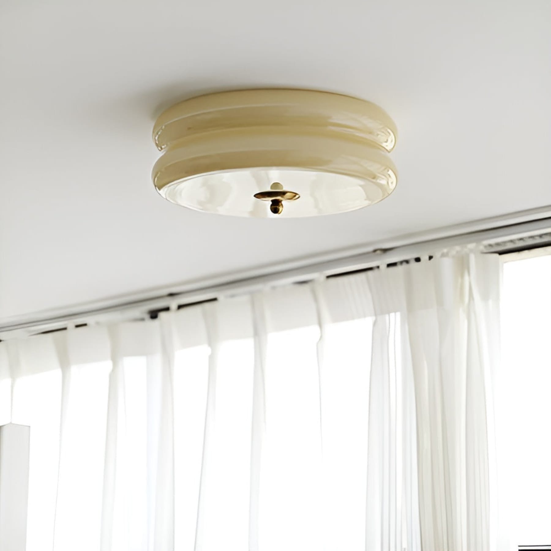 Retro Glass Flush Mount Ceiling Light With Adjustable Color Temperature — Greenwich Home & Living