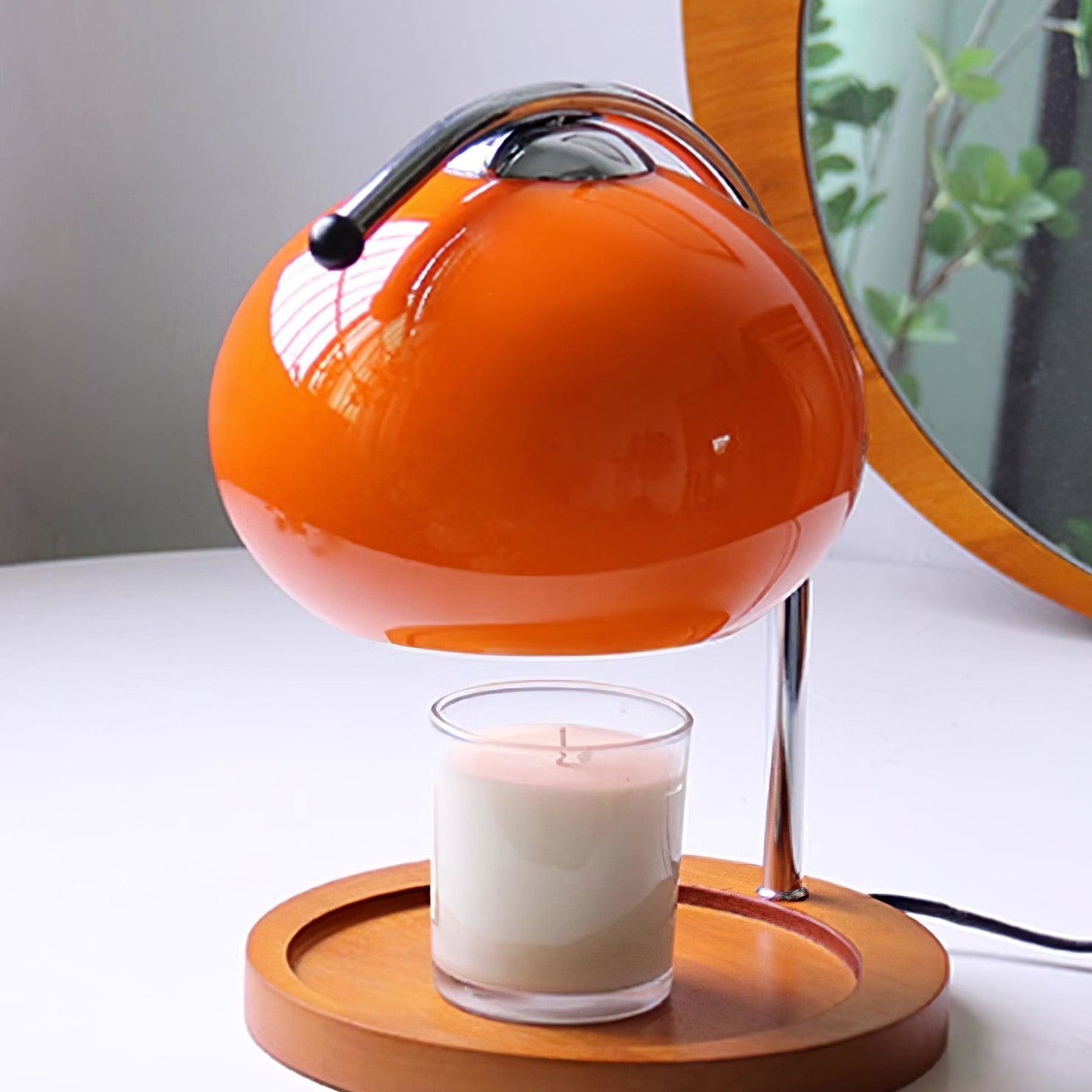 Retro Iron and Solid Wood Table Lamp for Living Room and Bedroom in Orange — Greenwich Home & Living