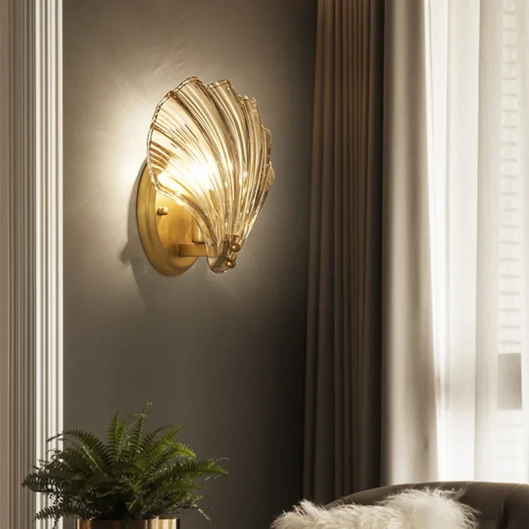 Contemporary Glass Wall Light With Warm Glow for Living Room — Greenwich Home & Living