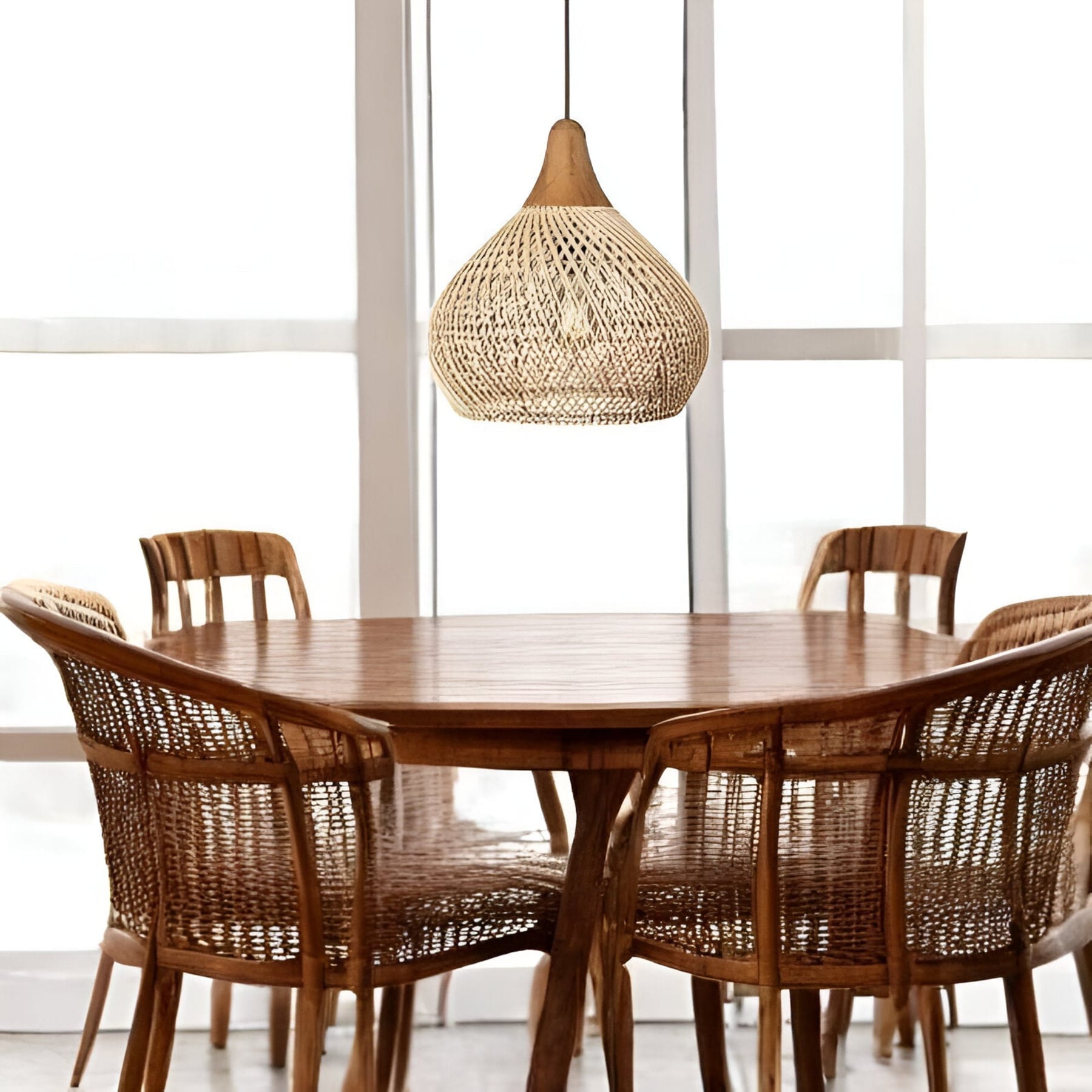 Woven Rattan Bohemian Pendant Light for Living and Dining Rooms — Greenwich Home & Living