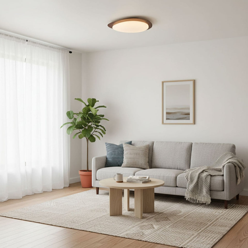 Scandinavian Wood Flush Mount Ceiling Light With Adjustable Color Temperature — Greenwich Home & Living