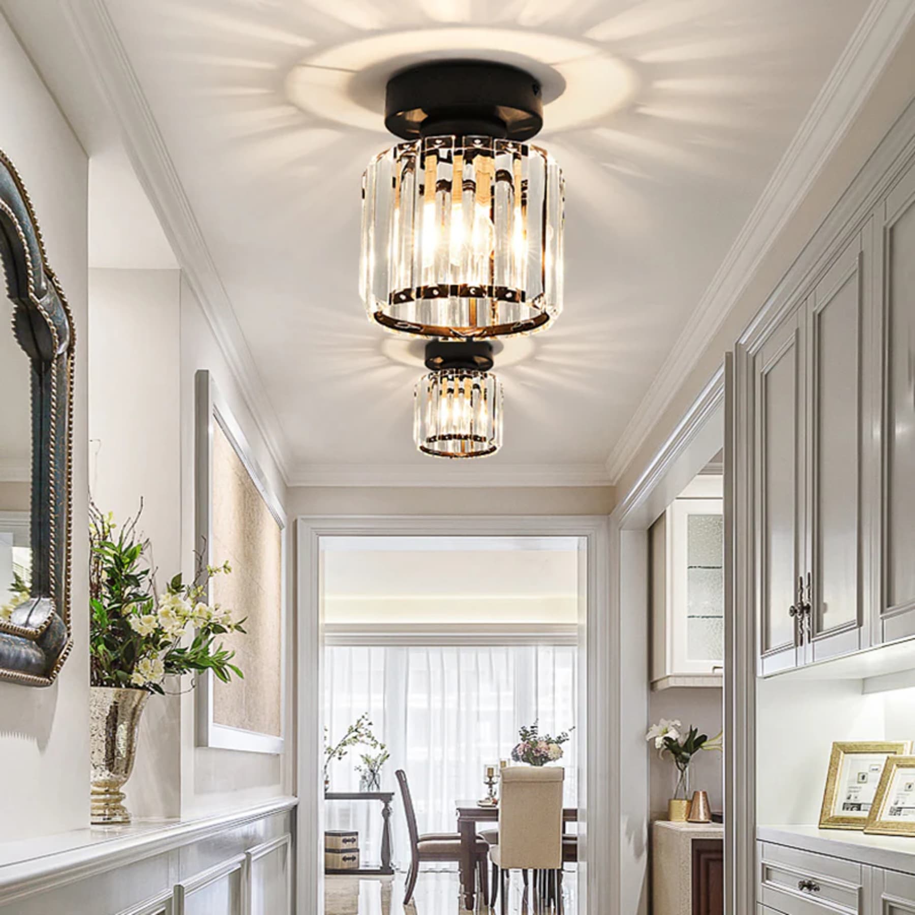 Classic Acrylic Semi-Flush Mount Ceiling Light for Hallway and Bedroom — Greenwich Home & Living