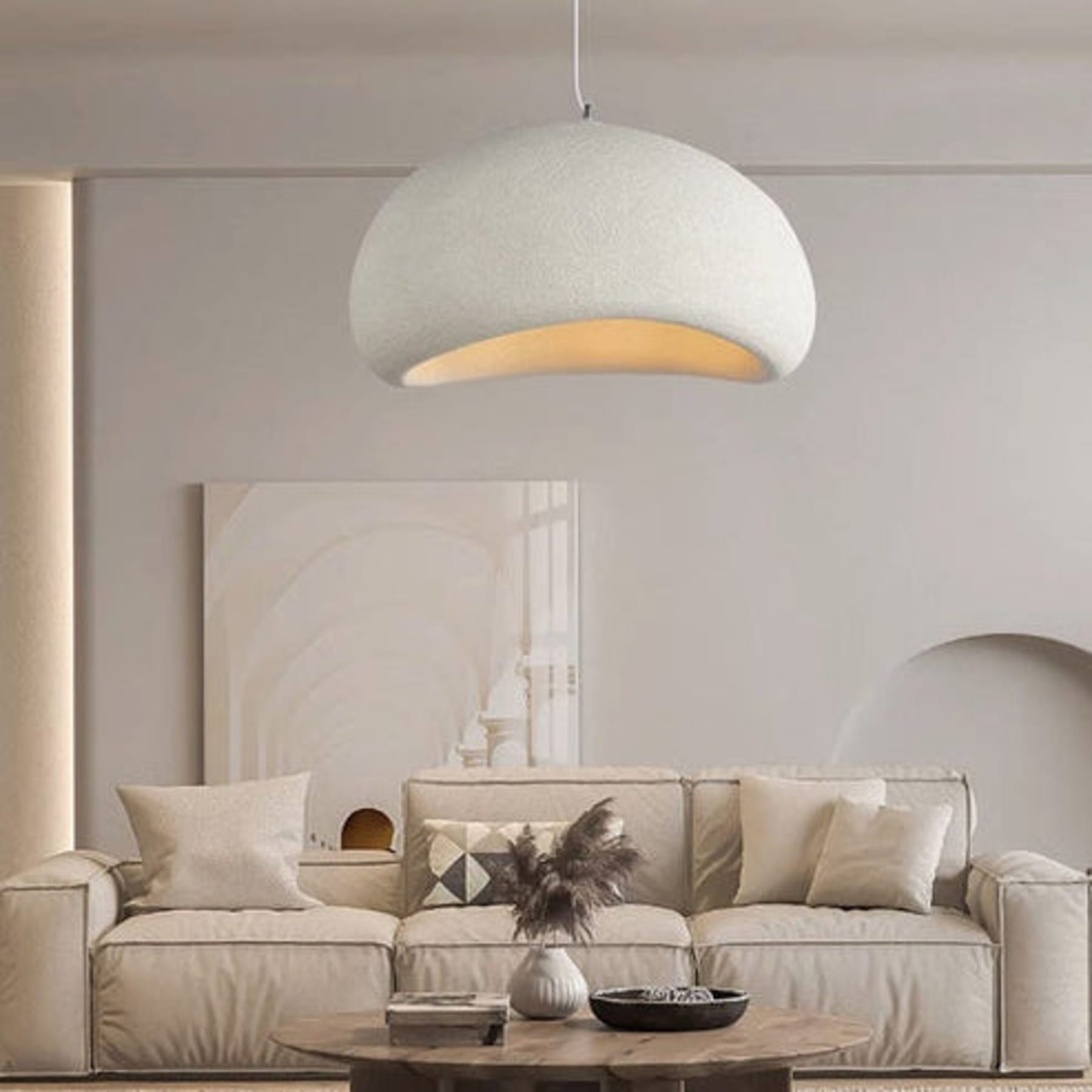 Minimalist Resin Pendant Light With Selectable Light Colors for Living Room — Greenwich Home & Living