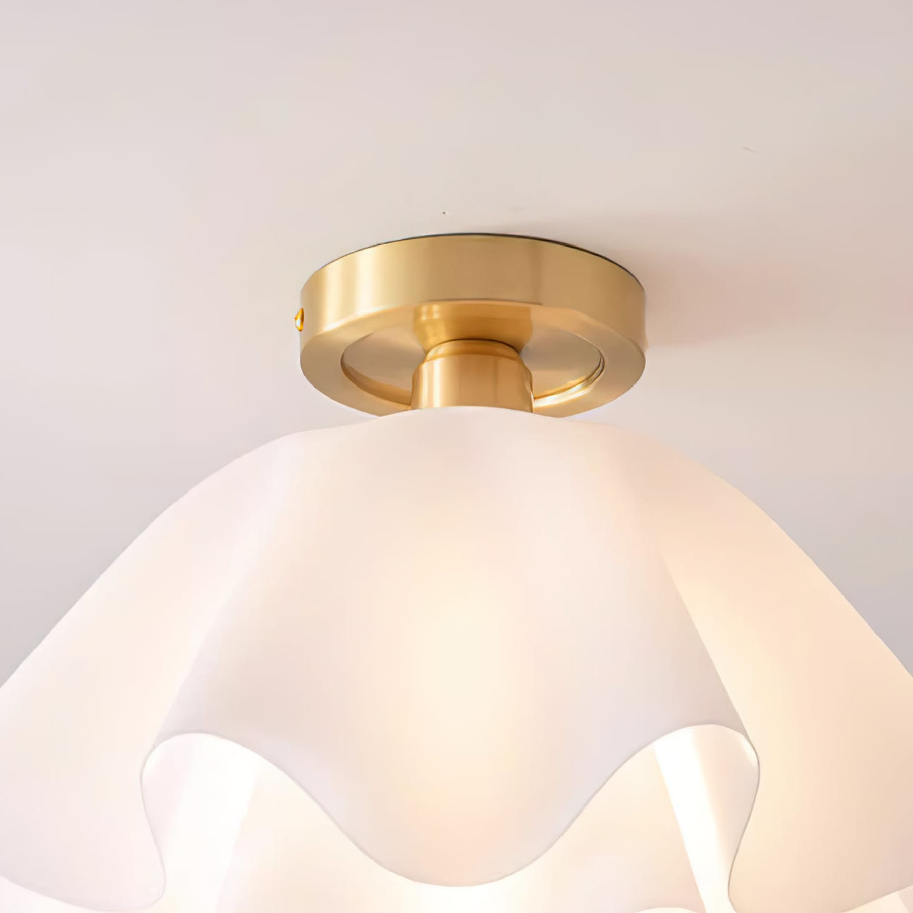 Contemporary Copper and Acrylic Flush Mount Ceiling Light With Tri-Color Dimming — Greenwich Home & Living
