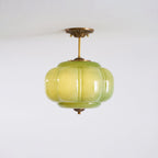 Retro Wrought Iron and Glass Semi-Flush Ceiling Light With Tri-Color Light — Greenwich Home & Living