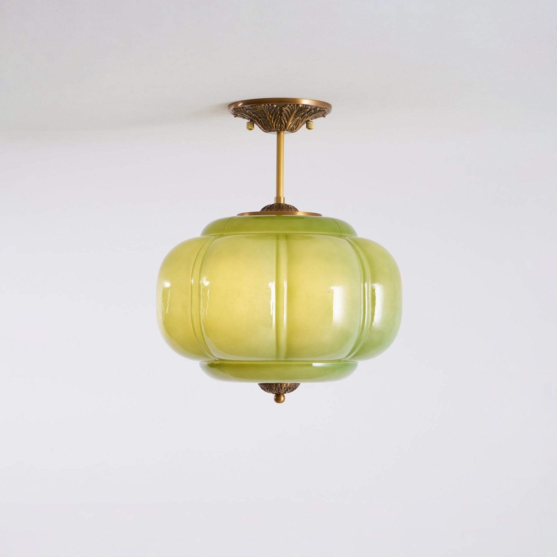 Retro Wrought Iron and Glass Semi-Flush Ceiling Light With Tri-Color Light — Greenwich Home & Living