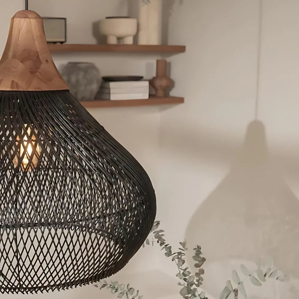 Woven Rattan Bohemian Pendant Light for Living and Dining Rooms — Greenwich Home & Living